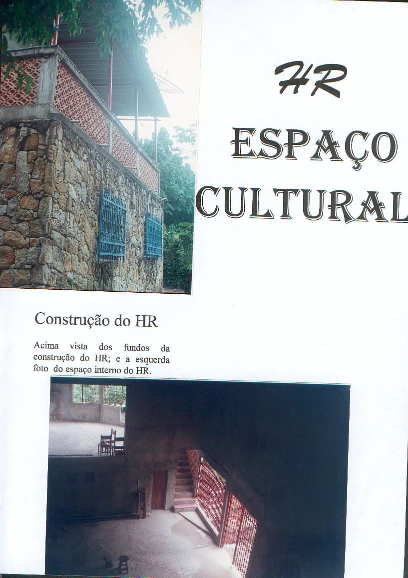Capa do álbum de construção do HR Espaço Cultural, com vista dos fundos da obra